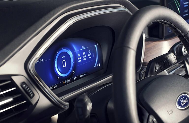 Steering wheel and gauges in 2020 Ford Escape