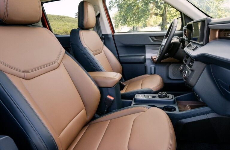 The front seats in the 2022 Ford Maverick.