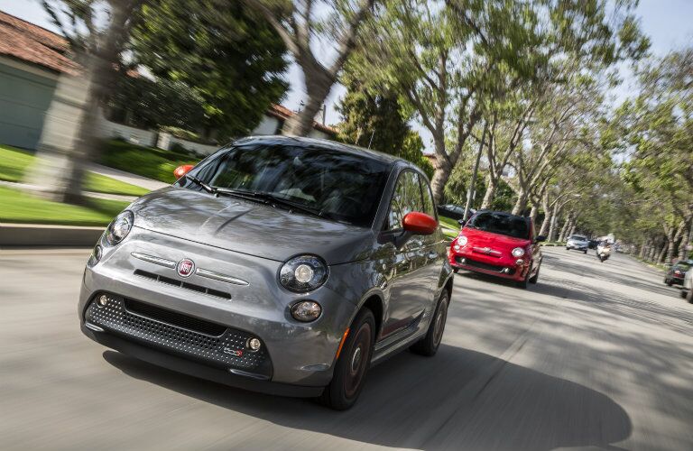2018 Fiat 500e driving on city road