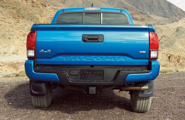 Tailgate view of the 2017 Toyota Tacoma in Blue