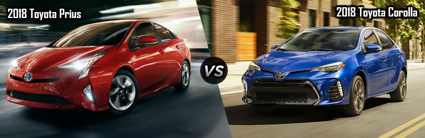 2018 Toyota Prius Vs Corolla 2018 Toyota Prius In Red Vs Corolla Blue
