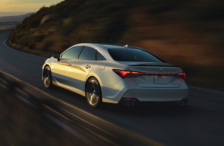 Rear Diagonal View of Silver 2019 Toyota Avalon