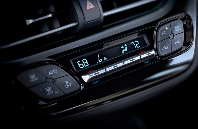 Closeup of climate control in 2019 Toyota C-HR