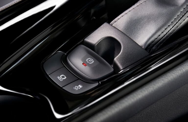 Closeup of parking brake in 2019 Toyota C-HR