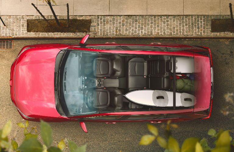 Overhead view of red 2019 Toyota RAV4