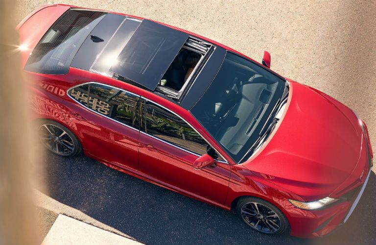 Overhead view of red 2020 Toyota Camry