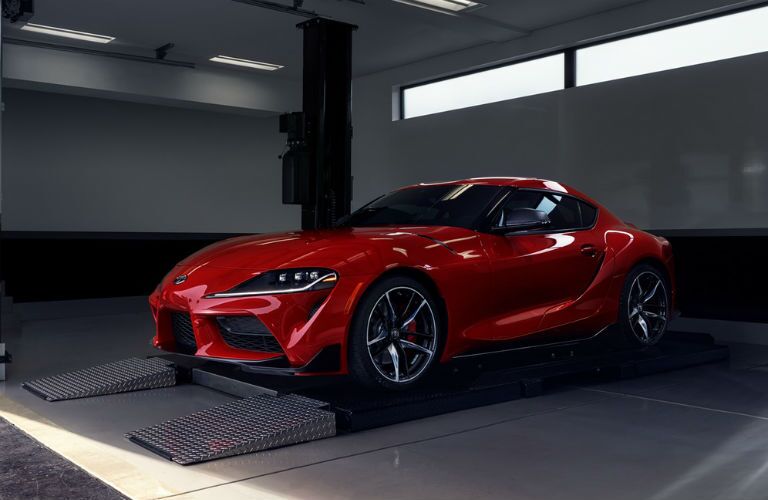 A photo of the 2020 Toyota Supra parked in a garage.