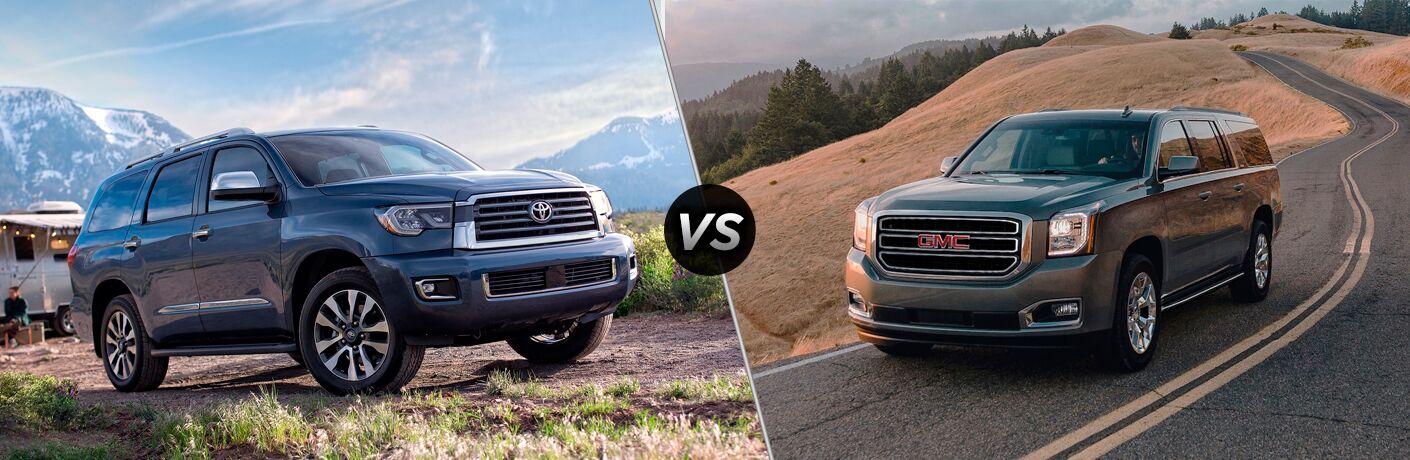 A side-by-side comparison of the 2020 Toyota Sequoia vs. 2020 GMC Yukon