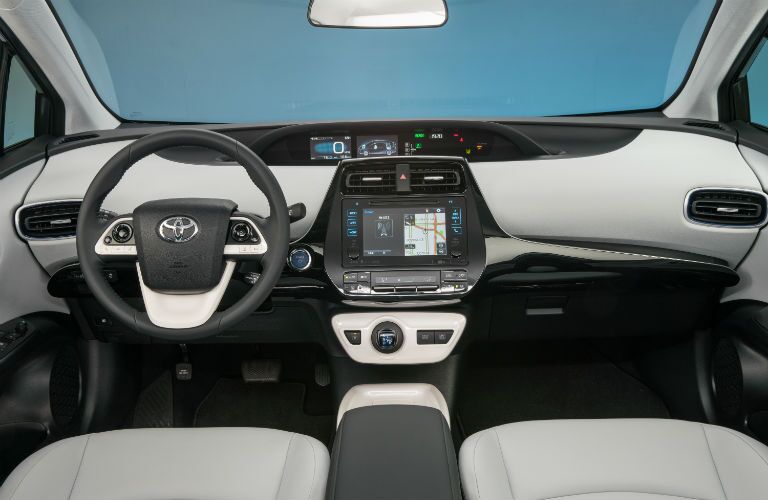 A photo of the dashboard in the certified pre-owned Toyota Prius.