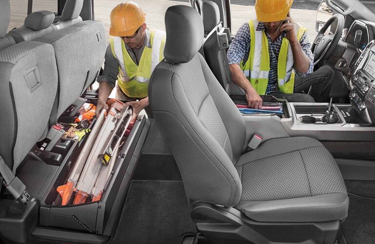 Construction workers in the 2019 Ford Super Duty F-250