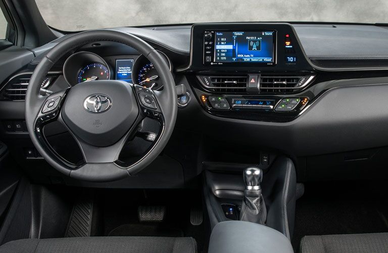 Steering wheel and touchscreen in the 2020 Toyota C-HR