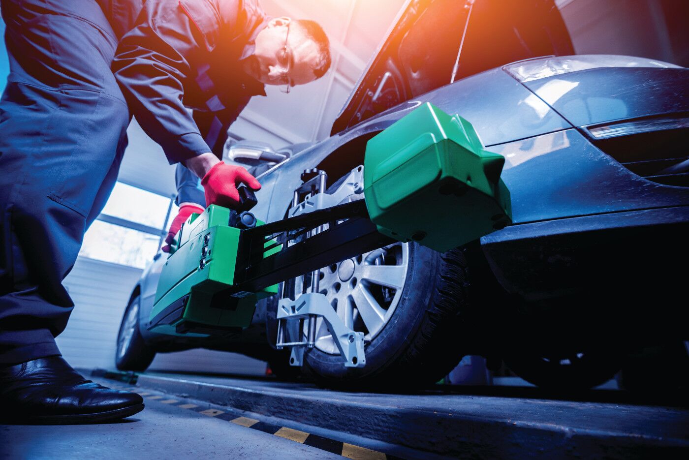 Man fixing a wheel