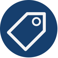 blue price tag button