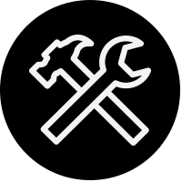 wrench and hammer black icon