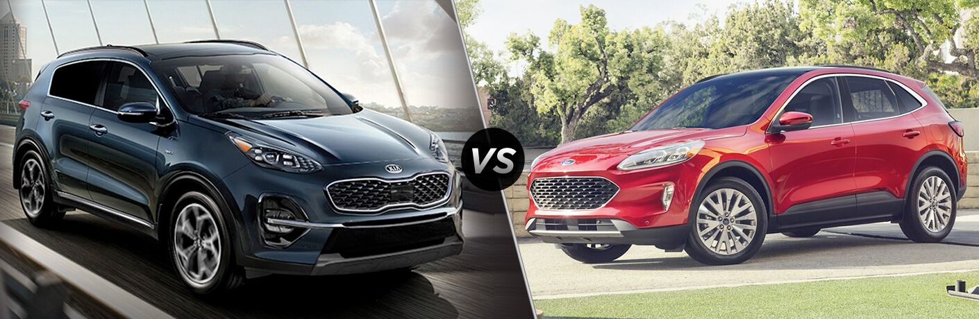 blue kia sportage vs red ford escape