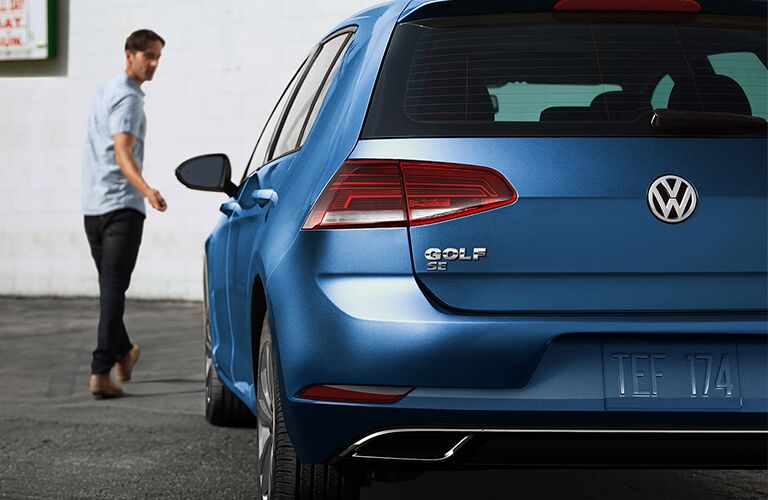 blue 2019 Volkswagen Golf rear view