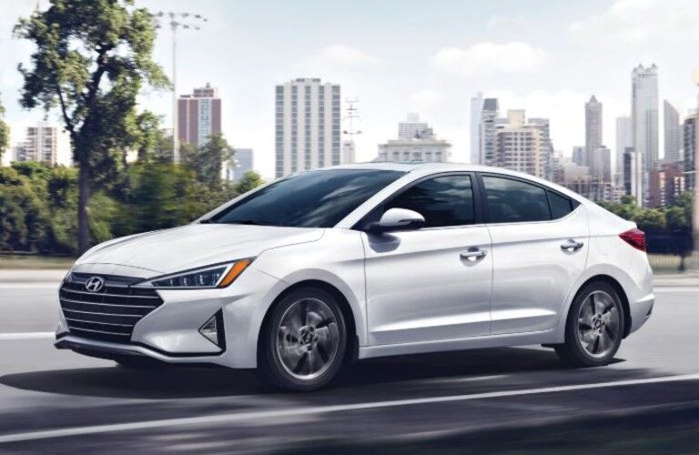 white 2020 Hyundai Elantra side view