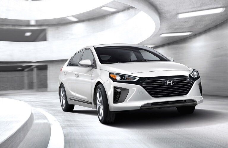 white 2019 Hyundai IONIQ Hybrid in white room