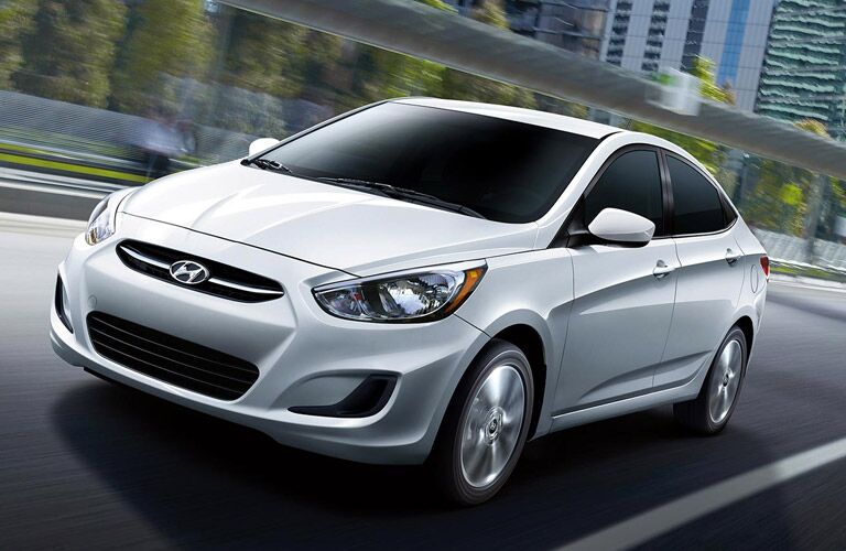 silver hyundai accent in city