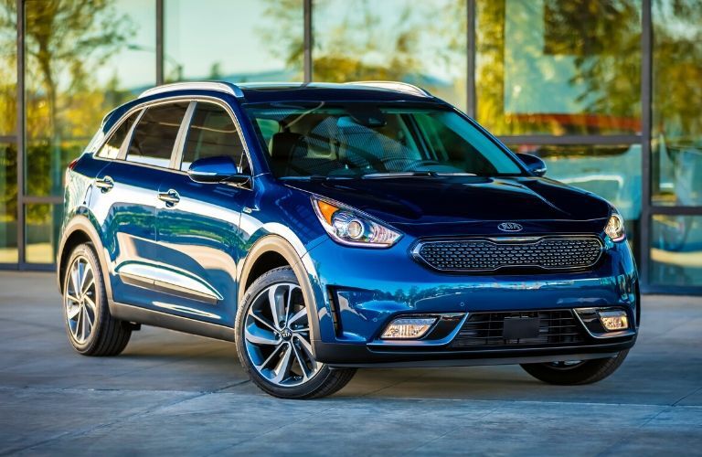 Exterior view of a blue 2019 Kia Niro