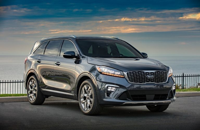 Exterior view of a gray 2020 Kia Sorento