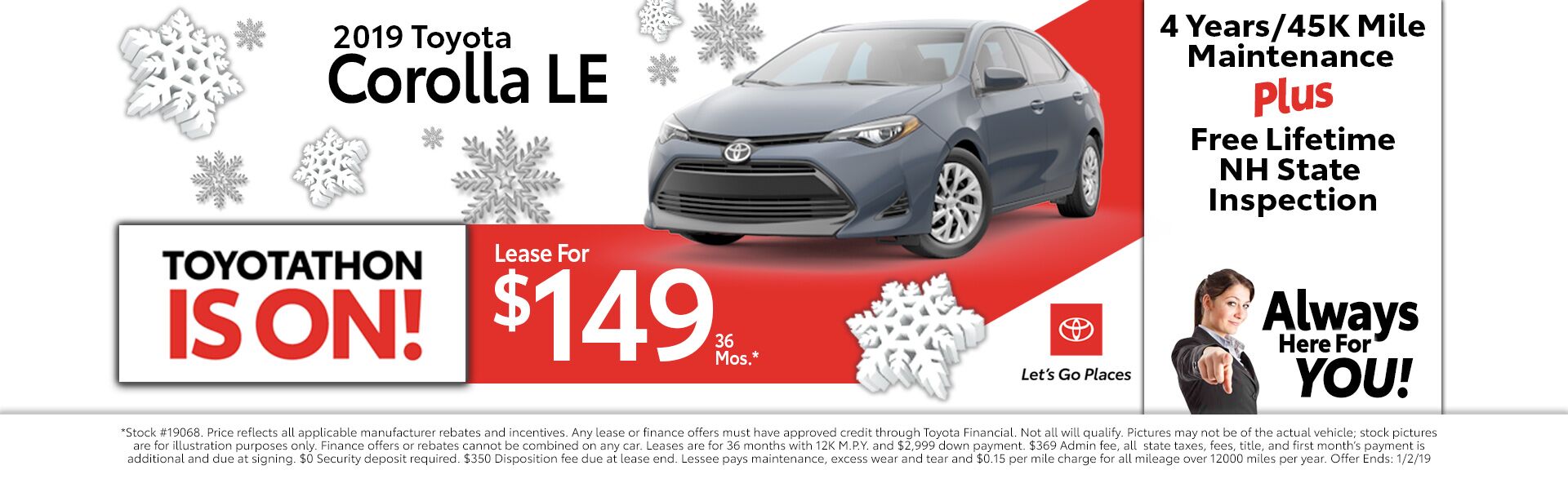 2019 Corolla LE for as low as $149 a month for 36 months 2018 Toyota Corolla LE for as low as $149 a month for 36 months