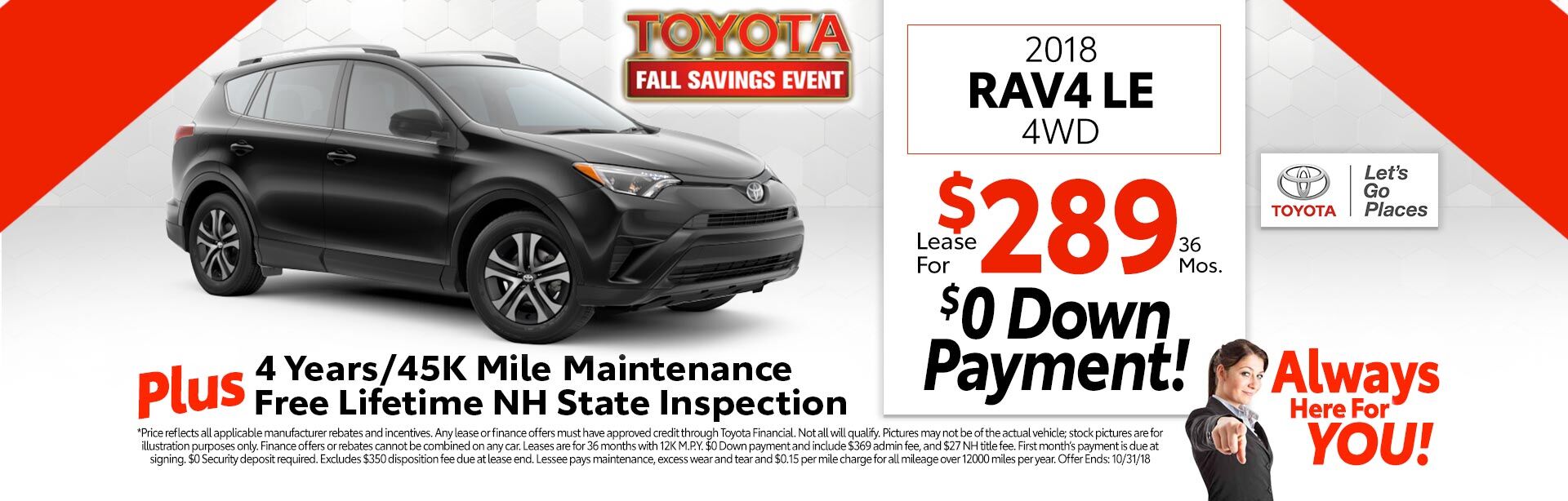 2018 Toyota RAV4 LE AWD for as low as $289 a month for 36 months 2018 Toyota RAV4 LE AWD for as low as $289 a month for 36 months
