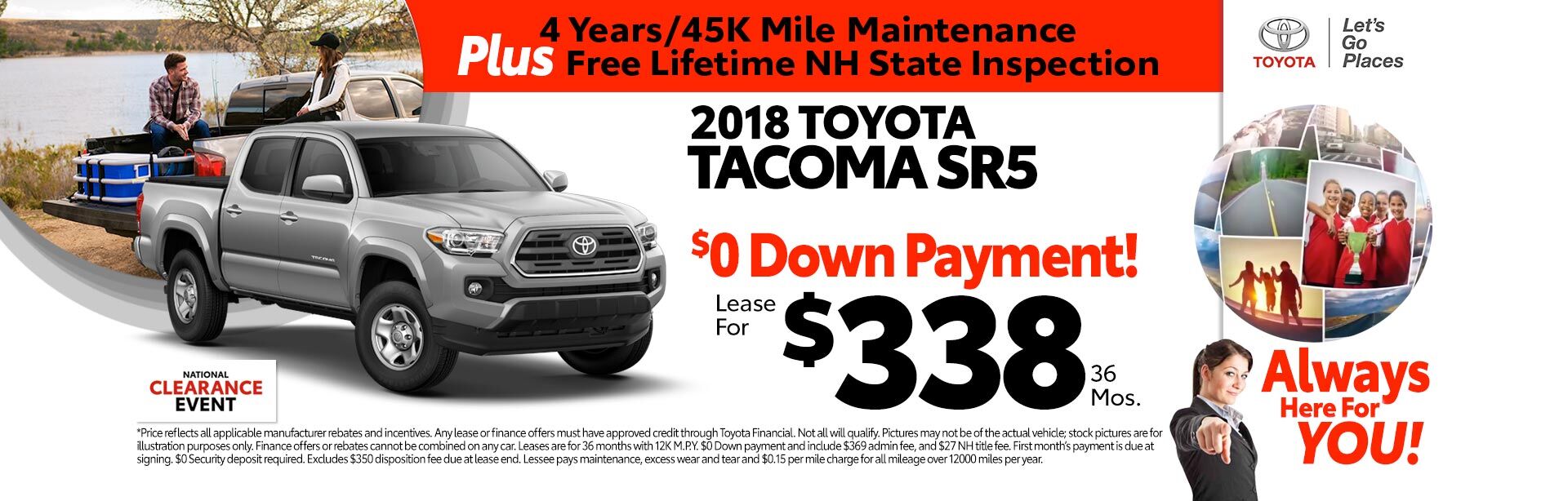 2018 Toyota Tacoma SR5 for as low as $338 a month for 36 months 2018 Toyota Tacoma SR5 for as low as $338 a month for 36 months