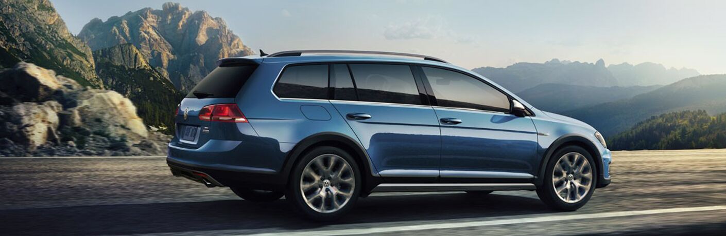 2018 Volkswagen Golf Alltrack driving on a mountainous road