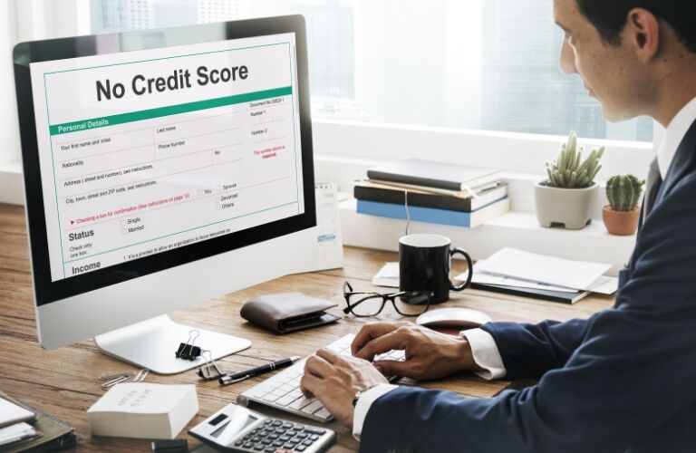 Man checking financial score on computer