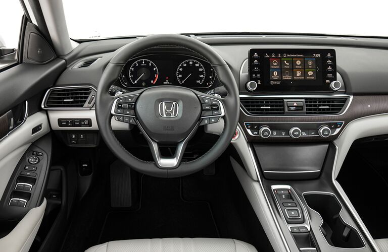 steering wheel and infotainment system of the 2019 Honda Accord