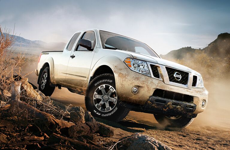 2018 Nissan Frontier parked downhill on rocky slope