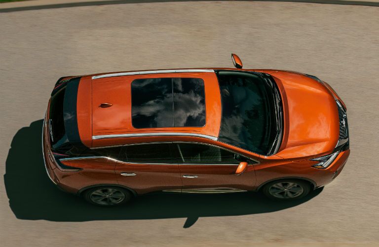 An overhead photo of the 2020 Nissan Murano on a driveway.