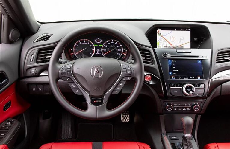 Steering wheel, gauges, and touchscreen in 2020 Acura ILX