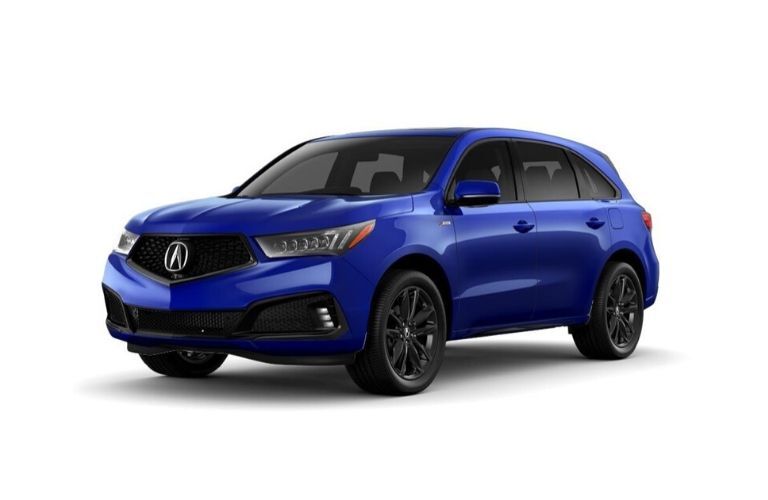 Exterior view of a blue 2020 Acura MDX A-Spec Package