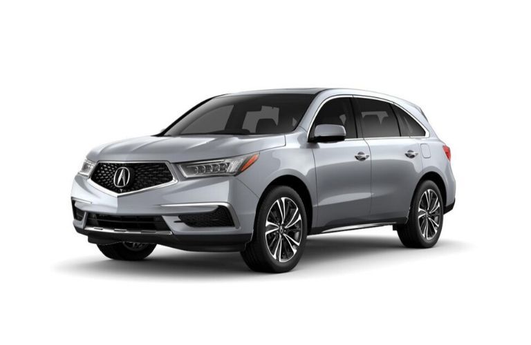 Exterior view of a silver 2020 Acura MDX Entertainment Package