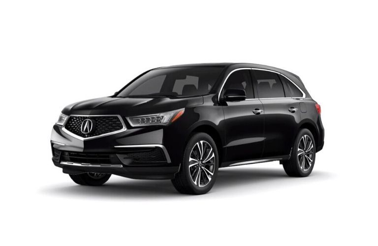 Exterior view of a black 2020 Acura MDX Technology Package