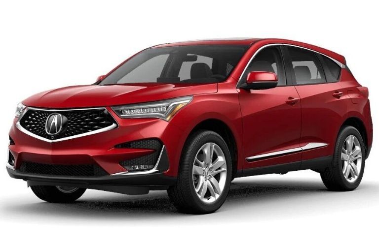 Exterior view of a red 2020 Acura RDX Advance Package