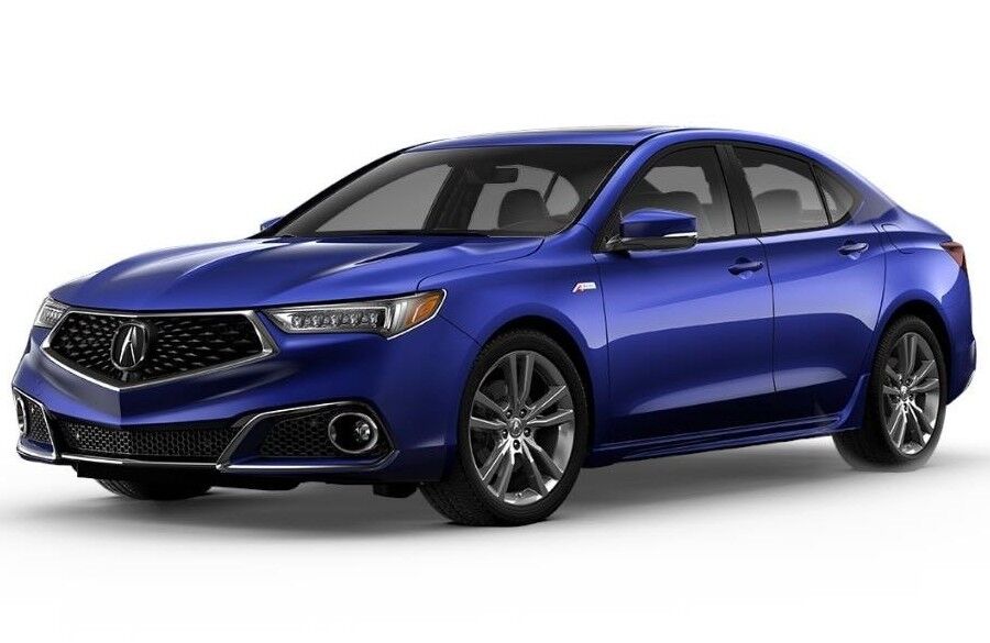 Exterior view of a blue 2020 Acura TLX with A-Spec® Package