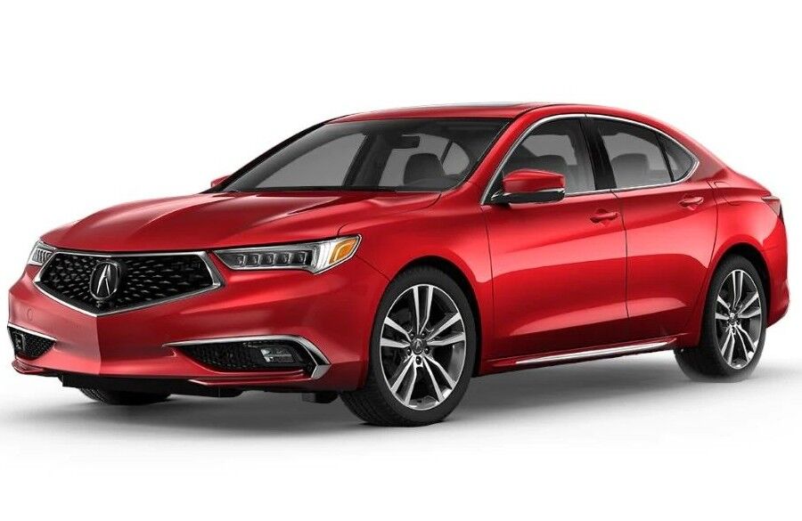 Exterior view of a red 2020 Acura TLX with Advance Package