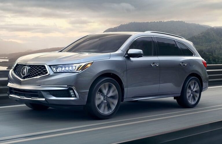 Exterior view of a silver 2019 Acura MDX