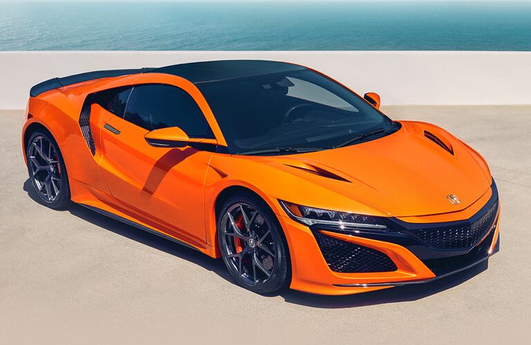 Exterior view of an orange 2019 Acura NSX