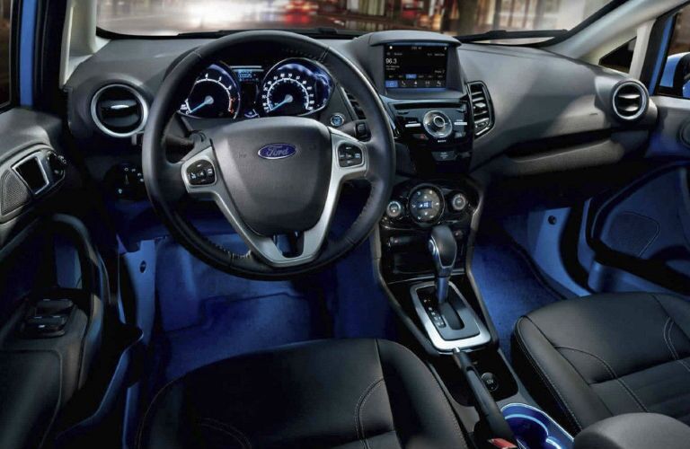 2018 Ford Fiesta steering wheel and dash.