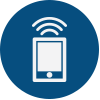 Blue icon smartphone broadcasting.
