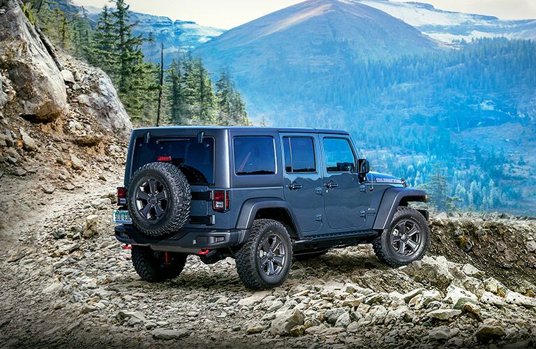 2018 Jeep Wrangler JK Unlimited Rear View of Metallic Blue Exterior