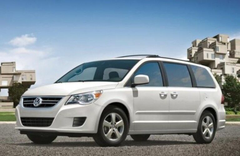 Front driver angle of a white 2013 Volkswagen Routan