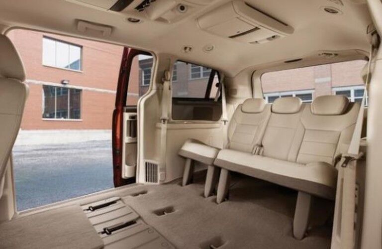 Rear seats in the 2013 Volkswagen Routan with the middle seats folded down