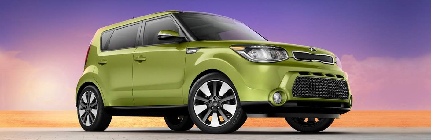 2016 Kia Soul parked in front of a sunset