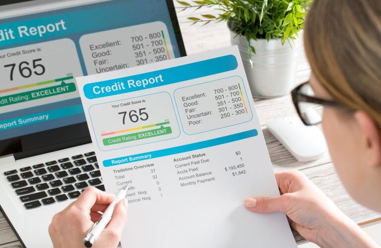 Woman checking her credit score