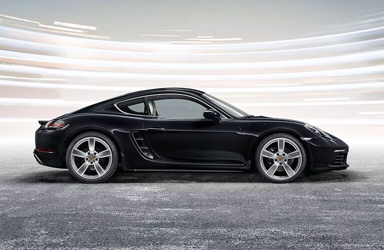 black profile of porsche cayman 718 from profile